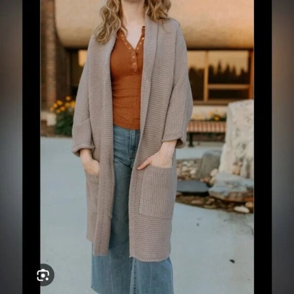 The Skinny Erinn Knit Cardigan Brown Taupe  OS - Picture 2 of 10